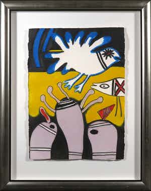 Corneille - Handgekleurde aquagravure op geschept papier, Zonder titel - Ingelijst (Groot) verkocht voor € 300!