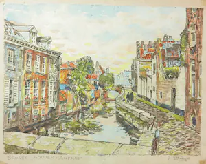AcheterCarel van Ettinger - Aquarel, Brugge - Ingelijst? Enchérissez de 1!