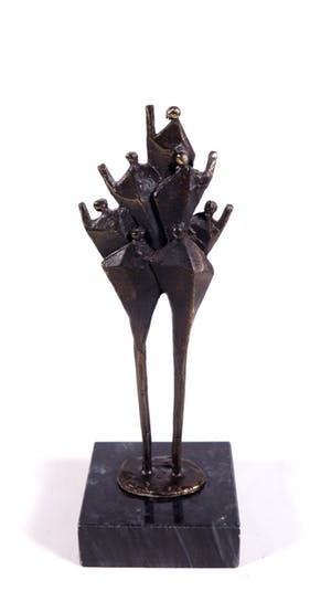 Corry Ammerlaan - Brons en porselein, Lot van drie beelden met figuren kopen? Bied vanaf 35!