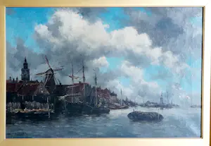 Hermanus Koekkoek (jr.) - Havengezicht in Holland kopen? Bied vanaf 995!