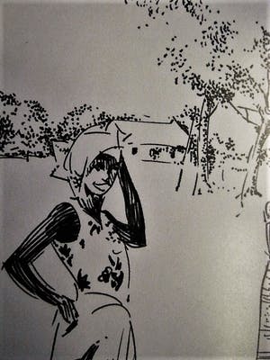 Karel van Seben - Mooie scherpe Inkttekening "Afrika - vrouwen in dorp" gesigneerd kopen? Bied vanaf 29!