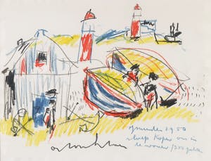 Anton Heyboer - Krijttekening, IJmuiden 1950 ... - Ingelijst kopen? Bied vanaf 250!