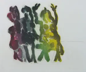 Jan Sierhuis - Kleuren ets, Zonder titel - Ingelijst (Groot) kopen? Bied vanaf 50!