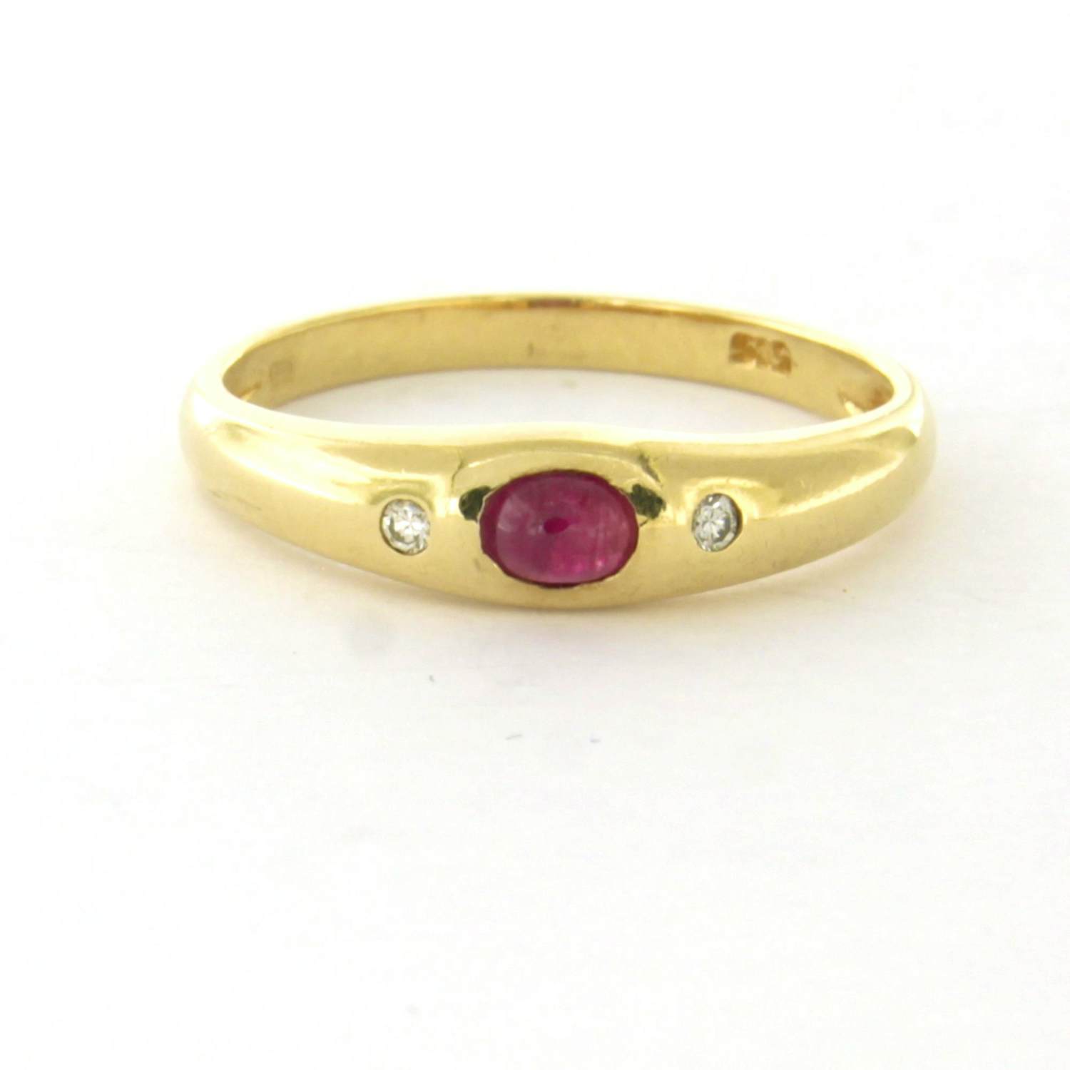 14k geel gouden ring met robijn en briljant geslepen diamant tot. 0.02ct kopen? Bied vanaf 160!