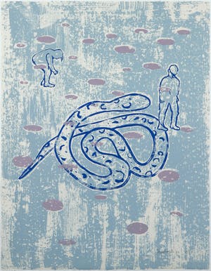 Anne Semler - Zeefdruk, Drieluik in blauwtinten - Ingelijst kopen? Bied vanaf 50!