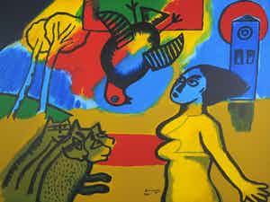 Corneille - Litho, Les Chiens (Groot) verkocht voor € 200!