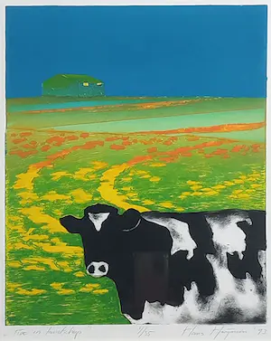 Hans Heijman - Koe in landschap kopen? Bied vanaf 50!