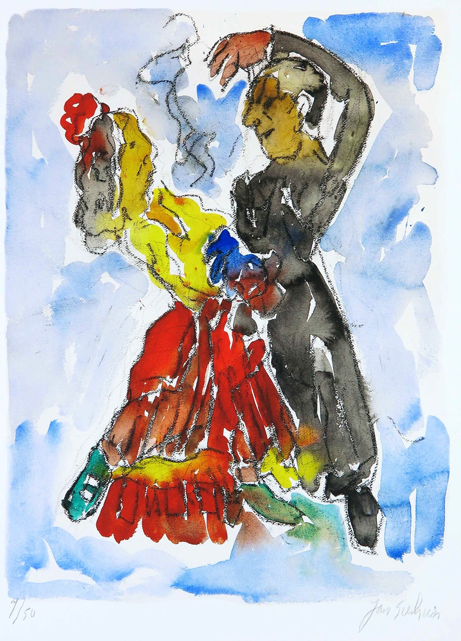 Jan Sierhuis - Giclée, Dansers, inclusief gedicht kopen? Bied vanaf 50!