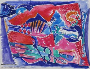 Joe Wols - Lot van vier kleurrijke aquarellen kopen? Bied vanaf 1!