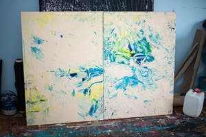 Dominik Smolik - Diptych Naples Yellow Red Light Impasto kopen? Bied vanaf 1!