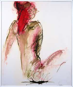 Franscz Witte - Acryl op papier, Model - Ingelijst verkocht voor € 1!