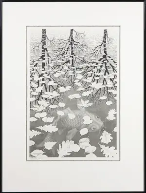 M.C. Escher - Handgesigneerde litho, Drie werelden - Ingelijst kaufen? Bieten Sie von 7500!