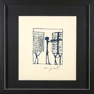 A.R. Penck - Zeldzame handgesigneerde litho, Zonder titel - Ingelijst verkocht voor € 1!