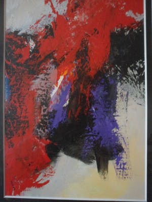 Hans Paus - Olie verf op paneel. Titel, Abstract Rood kopen? Bied vanaf 30!