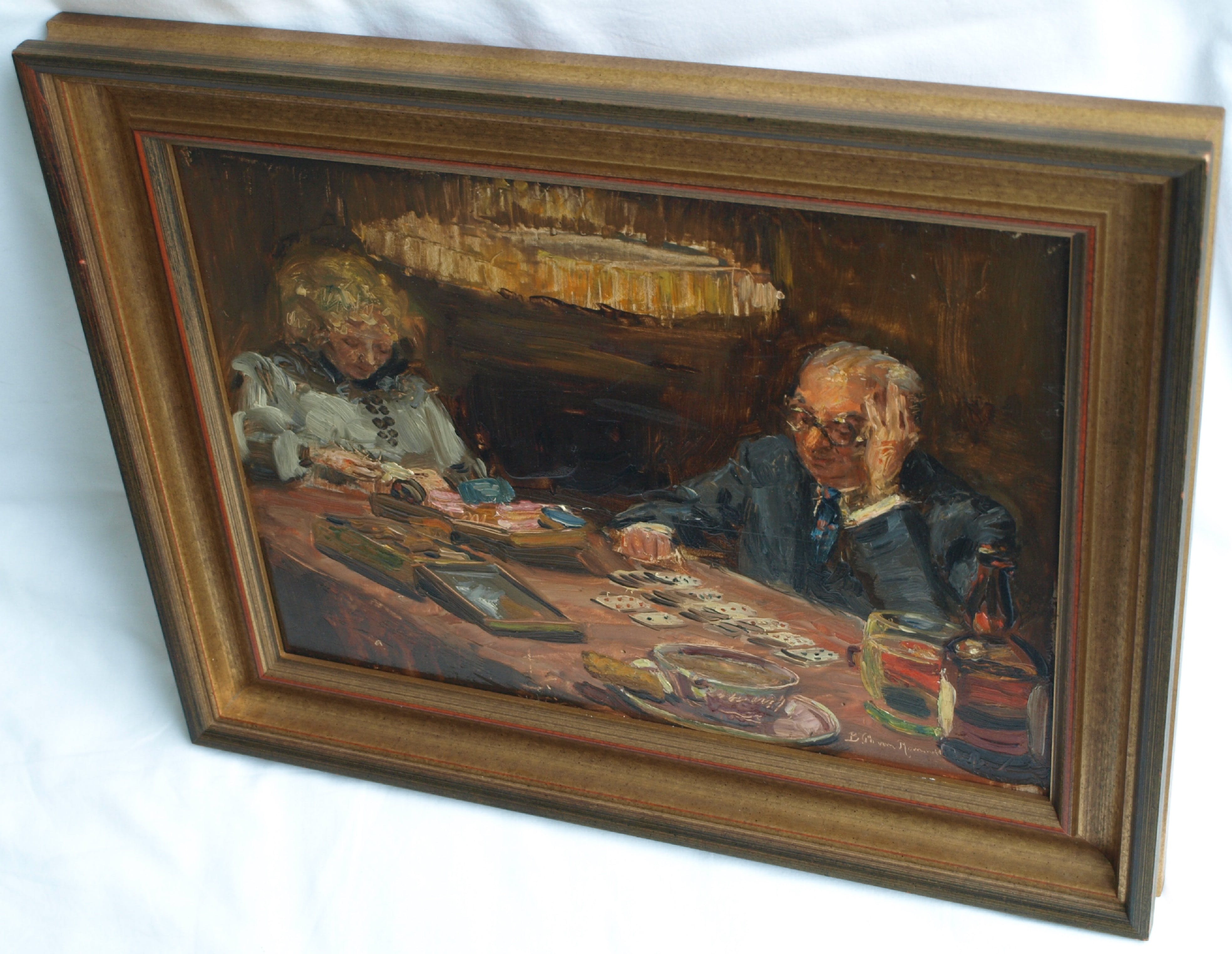 Bethijl Philippus van Romondt - Olieverf op paneel , Aan de tafel – gesigneerd & ingelijst – 1939 kopen? Bied vanaf 175!