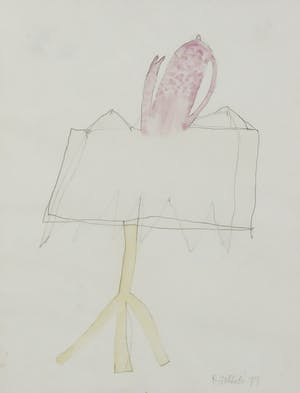 Klaas Gubbels - Tekening en aquarel op papier, Stilleven met tafel en kan - Ingelijst kopen? Bied vanaf 250!