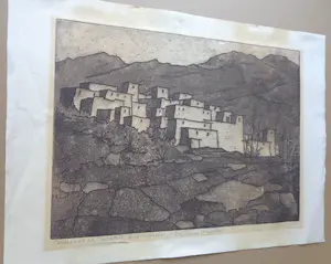 Frans Verpoorten - OUMESNAT (ZUID-MAROKKO) / ZW-W ETS / 45x61cm / SIG kopen? Bied vanaf 35!