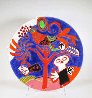 Corneille - Aardewerken schaal, l'Arbre Rouge (Groot!) verkocht voor € 500!