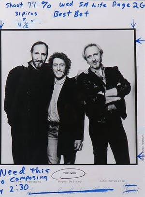 David Bailey - Foto, The Who met aantekening van redactie van een Magazine kopen? Bied vanaf 1!