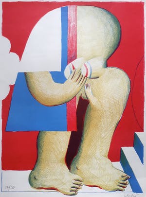 Horst Antes - Maskierte Figur mit Treppe, Litho kopen? Bied vanaf 275!