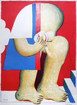 Horst Antes - Maskierte Figur mit Treppe, Litho verkocht voor € 275!