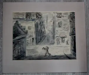 Zoltan Forrai - Aquarel: Straatgezicht kopen? Bied vanaf 125!