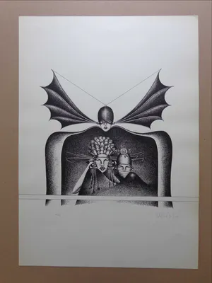 Patrick Conrad - BIZARRE FIGUREN / ZW-W LITHO / 70x50cm / SIG / 1975 kopen? Bied vanaf 35!