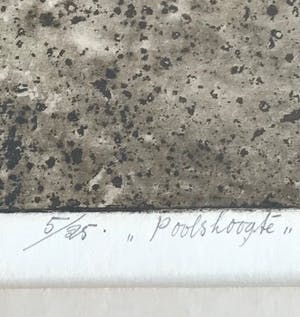 Peter Oosterbos - Poolshoogte - ets - ingelijst - 5/25 kopen? Bied vanaf 45!