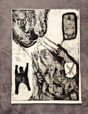 Buy Pieter Zwaanswijk - onnavolgbaar Haarlems kunstenaar - ETS - surrealistische voorstelling - 1966 -? Bid from 37!