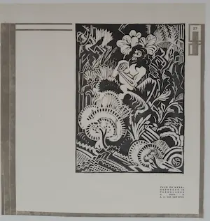 Henri van der Stok - Twee houtsnedes uit Wendingen 1919: Badende nimf en Faun en merel kopen? Bied vanaf 60!