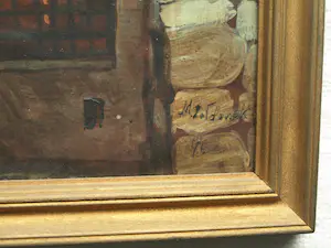 Niet of onleesbaar gesigneerd - 5 Gesigneerde ingelijste schilderijtjes / gouaches , De Ingang / Entree – 1996 kopen? Bied vanaf 1!