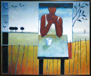 Magda Luttikhuizen - Acryl op doek, Een hele Zomer lang 3 - Ingelijst verkocht voor € 60!