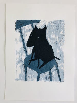 Peter Bastiaanssen - Hondje op stoel I zwart/wit kopen? Bied vanaf 45!