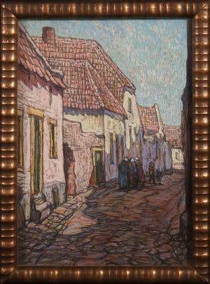 Niet of onleesbaar gesigneerd - Krijt op board, Straatje in Amersfoort - Ingelijst kopen? Bied vanaf 10!