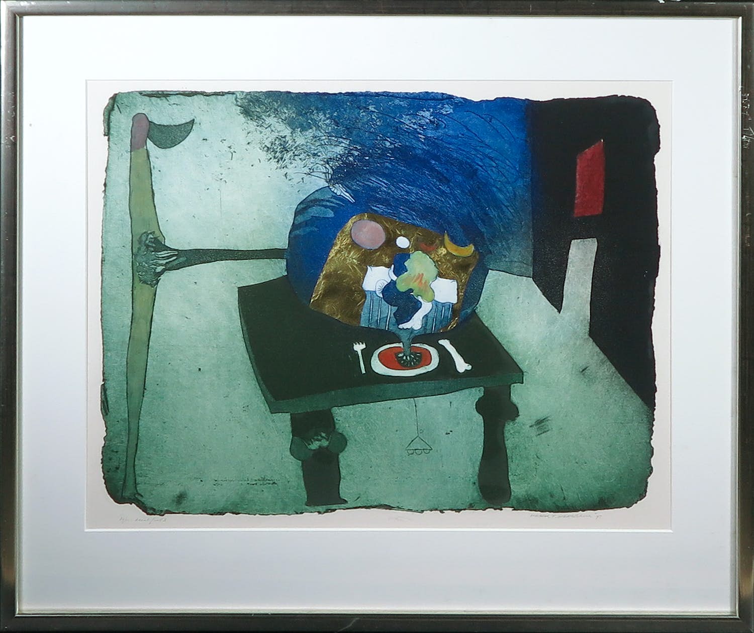 Michel van Overbeeke - Aquatint, Breakfast I - Ingelijst kopen? Bied vanaf 70!