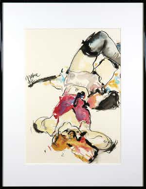 Marie Jose Leenders - Gemengde techniek op papier, Suzanne - Ingelijst verkocht voor € 50!