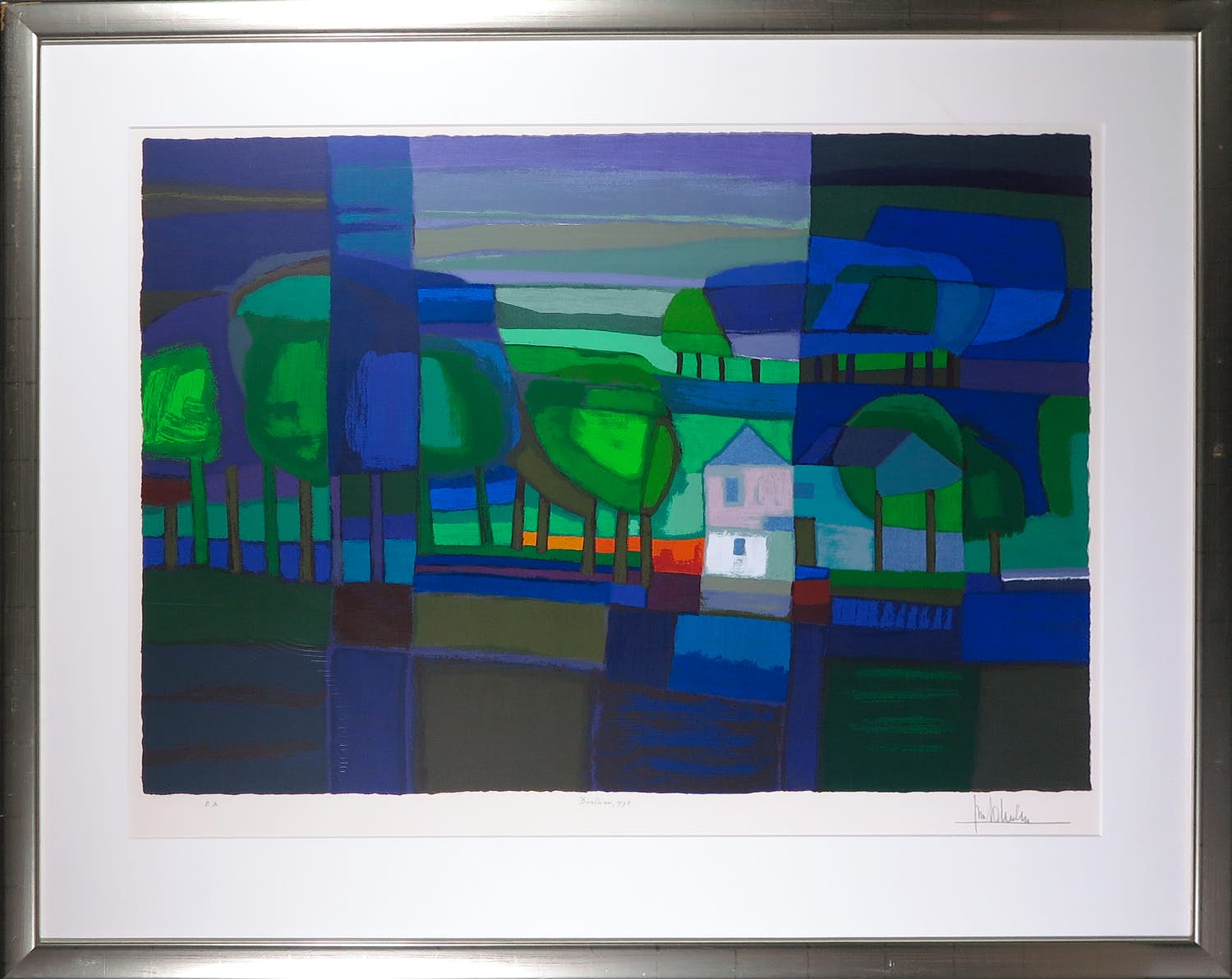 Ton Schulten - Zeefdruk, Boslaan - Ingelijst (Zeer groot) verkocht voor € 450!