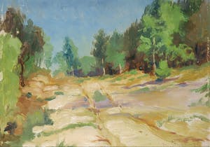 Jan Stapper - Olieverf op paneel, Landschap met bomen kopen? Bied vanaf 70!