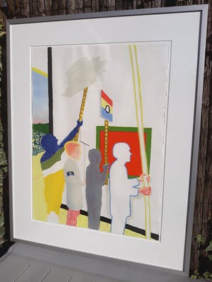 Roger Raveel - De schilderijenoptocht, litho (mooi ingelijst, groot) kopen? Bied vanaf 1050!