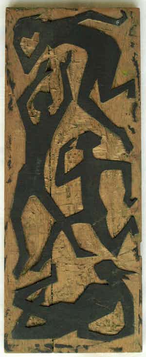 Klaas Pijlman - Houtreliëf / stempel , “Figuren” – ca 1975 verkocht voor € 1!