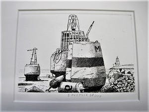 Herman Berserik - Karakteristiek Grafiek - droge naald Ets / proefdruk - "Boeien" passe partout kopen? Bied vanaf 39!