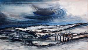 Jacques Mels - aquarel: Limburgs winterlandschap verkocht voor € 65!