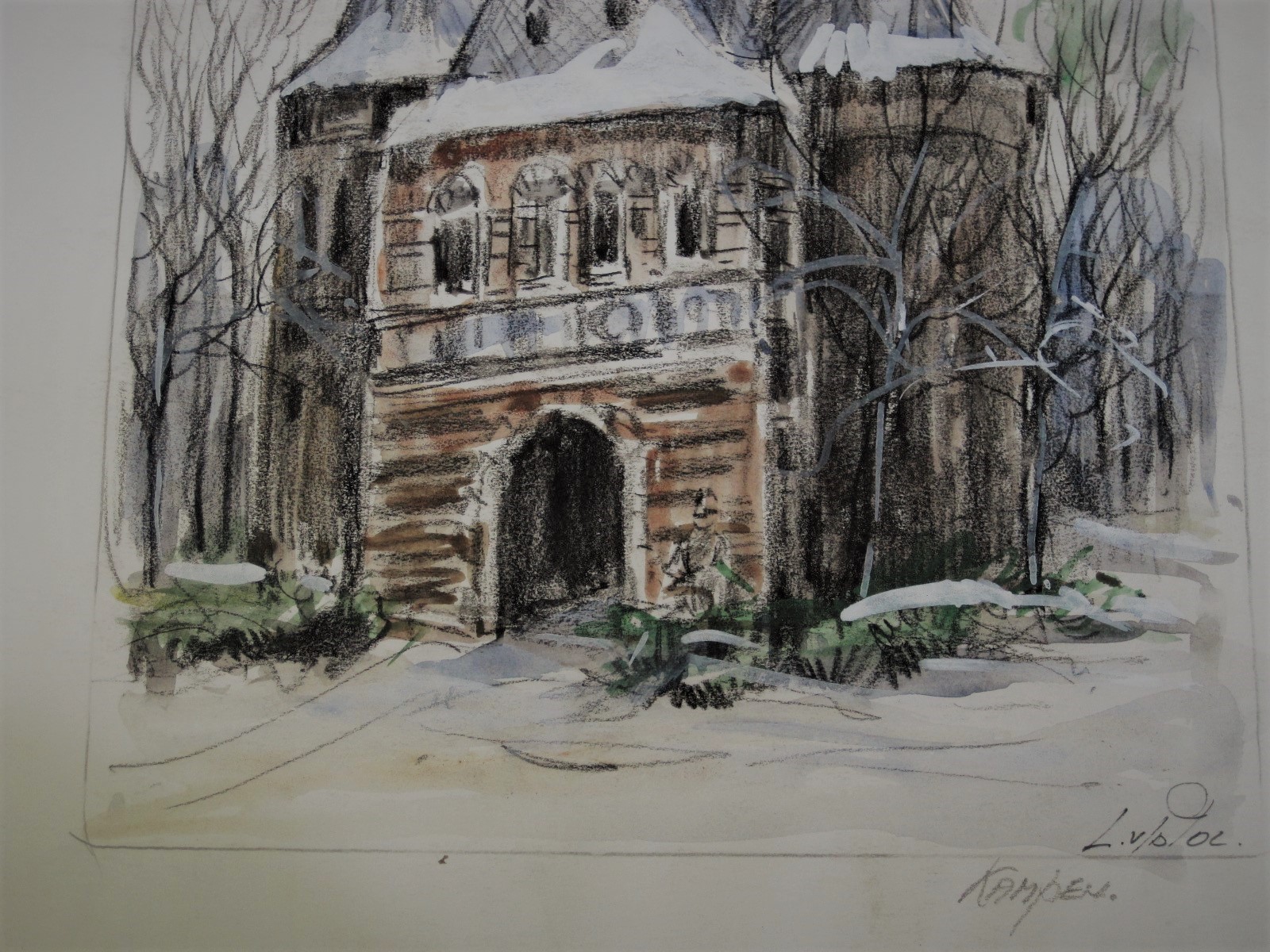 Louis van der Pol - mooie impressionistische aquarel "Stadspoort Kampen"  kopen? Bied vanaf 1!