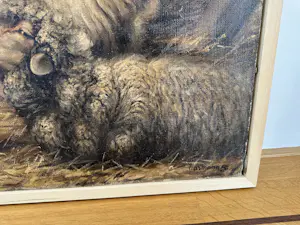 Béla Harmann - Olieverf op doek, Guitige Schapen– ingelijst – ca 1875-1899 - Uniek kopen? Bied vanaf 150!