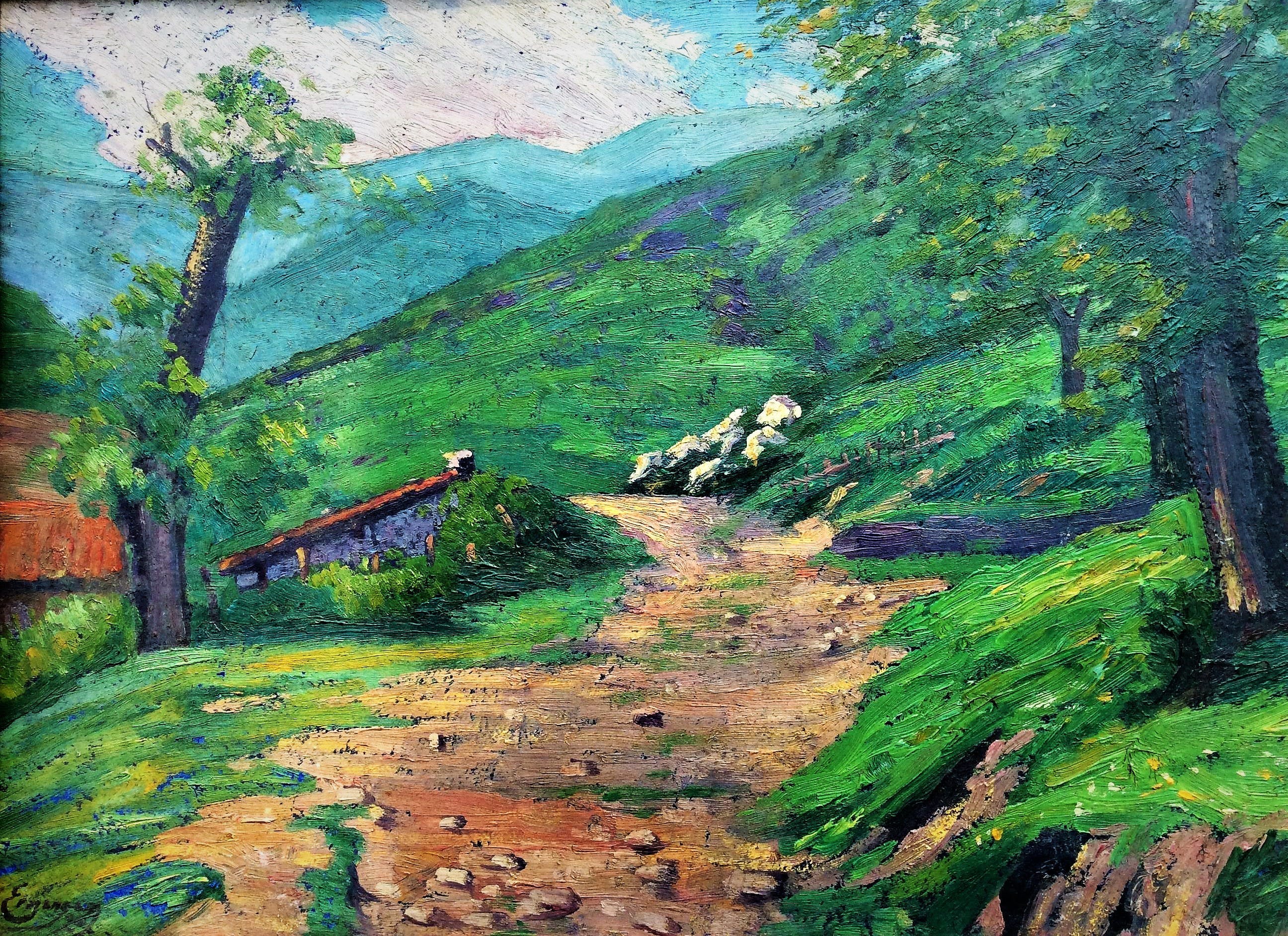 Frans Ermengem - kleurrijk zonnig landschap kopen? Bied vanaf 39!