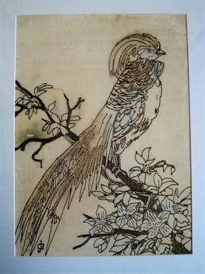 Jaap Gidding - UNIEK! 1920 Art Deco gedruppeld olieverf-reliëf "Vogel met Kuif" gesigneerd kopen? Bied vanaf 10!