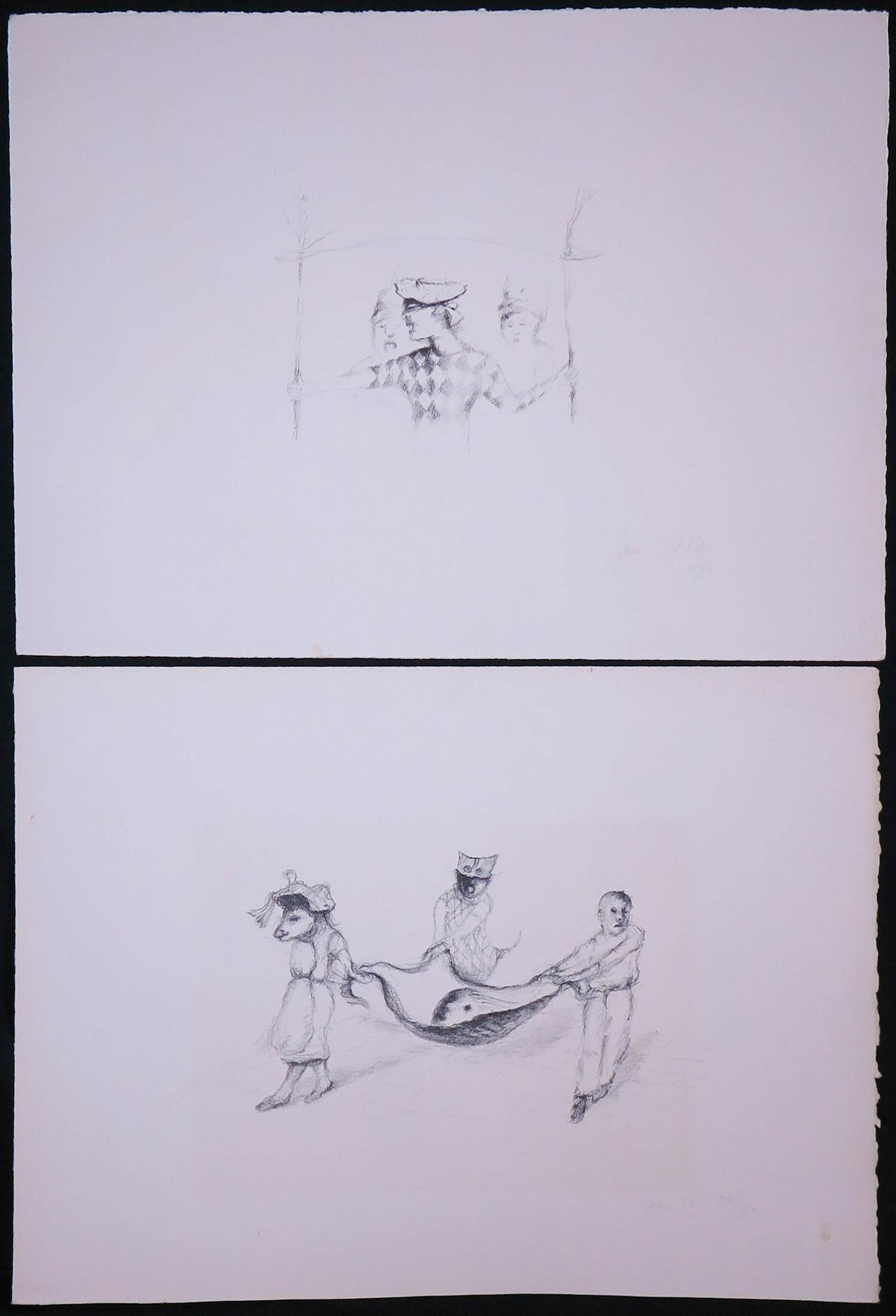 Han Mes - Twee litho's, Zonder titel kopen? Bied vanaf 20!