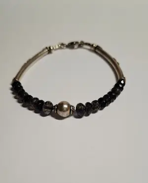 Nieuw mooie zilveren 925 Armband met 16 ronde  gefaseerde  rookkwarts kopen? Bied vanaf 50!