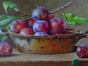 Hans Habraken - Mooi stilleven pruimen op een schaal. kopen? Bied vanaf 495!