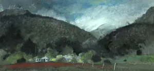 Jenny Boam-Young - Gemengde techniek, Rain near Poatina - Ingelijst kopen? Bied vanaf 35!